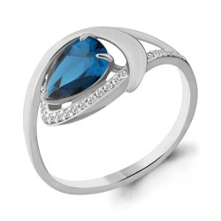 Inel din aur alb cu pietre Cubic Zirconia Incolor, Nanotopaz