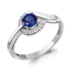 Inel din aur alb cu pietre Cubic Zirconia Incolor, Nanosafir