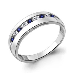 Inel din aur alb cu pietre Cubic Zirconia Incolor, Nanosafir