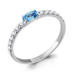 Inel din aur alb cu pietre Cubic Zirconia Incolor, Topaz Swiss