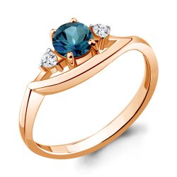 Inel din aur roșu cu pietre Cubic Zirconia Incolor, Topaz London