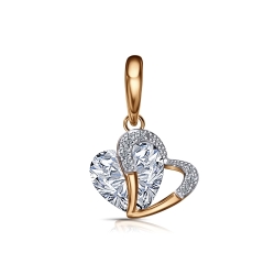 Pandantiv din aur roșu cu pietre Cubic Zirconia Incolor