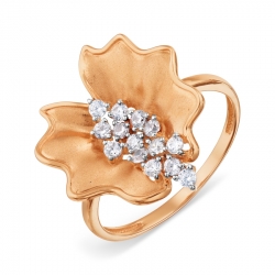 Inel din aur roșu cu pietre Cubic Zirconia Incolor
