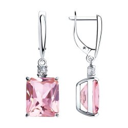 Cercei Suspendați din argint  cu pietre Cubic Zirconia Incolor, Sital Sintetic Roz