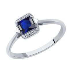 Inel din aur alb cu pietre Diamant, Safir