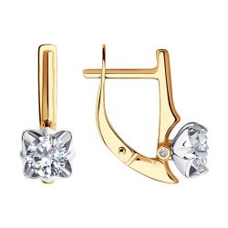 Серьги из красного золота с камнями Фианит, Swarovski