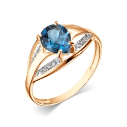 Inel din aur roșu cu pietre Cubic Zirconia Incolor, Topaz London