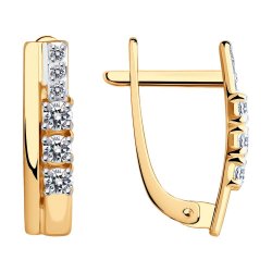 Cercei din aur roșu cu pietre Cubic Zirconia Incolor