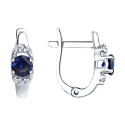 Cercei din argint  cu pietre Cubic Zirconia Incolor, Corindon