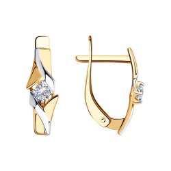 Cercei din aur roșu cu pietre Cubic Zirconia Incolor