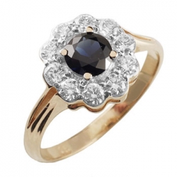 Inel din aur roșu cu pietre Diamant, Safir