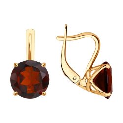 Серьги из красного золота с камнями Гранат