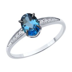 Inel din aur alb cu pietre Cubic Zirconia Incolor, Topaz London