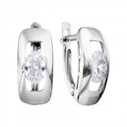 Cercei din aur alb cu pietre Cubic Zirconia Incolor