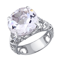 Inel din argint  cu pietre Cubic Zirconia Incolor, Cristal de munte