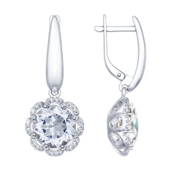 Cercei Suspendați din argint  cu pietre Cubic Zirconia Incolor, Cristal de munte