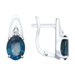 Cercei din argint  cu pietre Cubic Zirconia Incolor, Topaz London