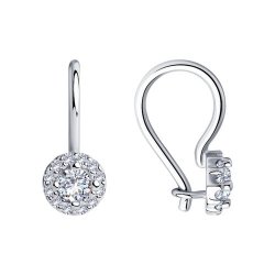 Серьги из серебра с камнями Фианит
