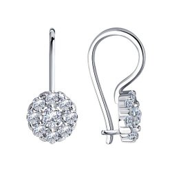 Серьги из серебра с камнями Фианит
