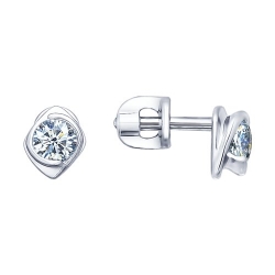 Cercei Pusete din argint  cu pietre Cubic Zirconia Incolor