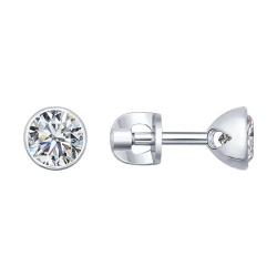 Cercei Pusete din argint  cu pietre Cubic Zirconia Incolor