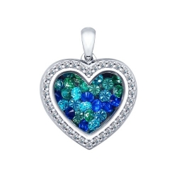 Pandantiv din argint  cu pietre Cubic Zirconia Incolor, Cubic Zirconia Verde și Cubic Zirconia Albastru