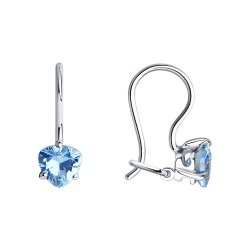 Cercei p-u copii din argint  cu pietre Cubic Zirconia Albastru