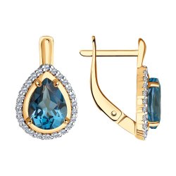 Cercei din aur roșu cu pietre Cubic Zirconia Incolor, Topaz London