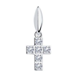 Cruce din argint  cu pietre Cubic Zirconia Incolor