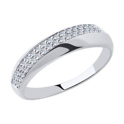 Inel din aur alb cu pietre Cubic Zirconia Incolor