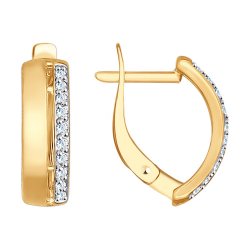 Cercei din aur roșu cu pietre Cubic Zirconia Incolor