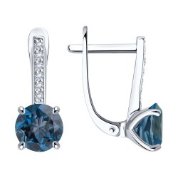 Cercei din aur alb cu pietre Cubic Zirconia Incolor, Topaz London