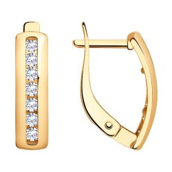 Серьги из красного золота с камнями Фианит
