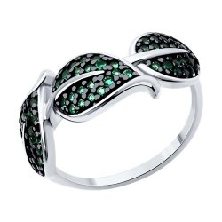 Inel din argint  cu pietre Cubic Zirconia Verde