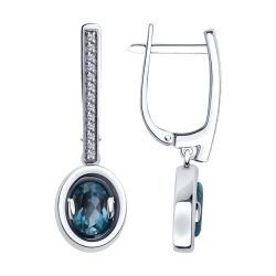 Cercei Suspendați din aur alb cu pietre Cubic Zirconia Incolor, Topaz London