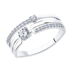 Inel din argint  cu pietre Cubic Zirconia Incolor