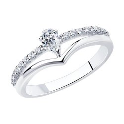 Inel din argint  cu pietre Cubic Zirconia Incolor