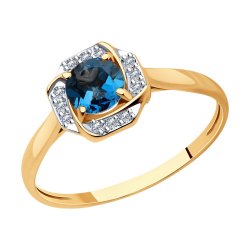 Inel din aur roșu cu pietre Cubic Zirconia Incolor, Topaz London