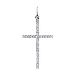 Cruce din aur alb cu pietre Cubic Zirconia Incolor