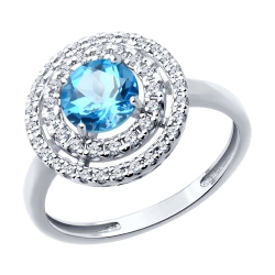 Inel din aur alb cu pietre Cubic Zirconia Incolor, Topaz Swiss