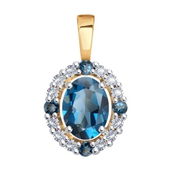 Pandantiv din aur roșu cu pietre Cubic Zirconia Incolor, Topaz London