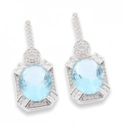 Cercei Pusete din argint  cu pietre Cubic Zirconia Incolor, Cubic Zirconia Albastru