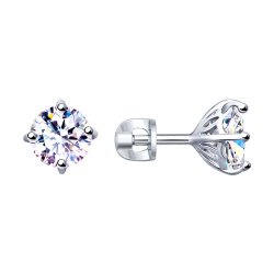 Cercei Pusete din argint  cu pietre Cubic Zirconia Incolor