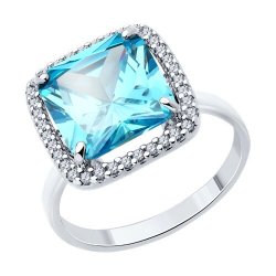 Inel din argint  cu pietre Cubic Zirconia Incolor, Cubic Zirconia Albastru