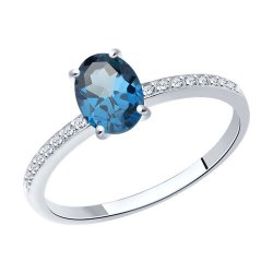 Inel din aur alb cu pietre Cubic Zirconia Incolor, Topaz London