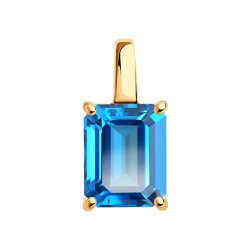 Pandantiv din aur roșu cu pietre Topaz Swarovski Albastru