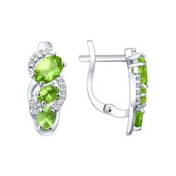 Cercei din argint  cu pietre Cubic Zirconia Incolor, Crisolit