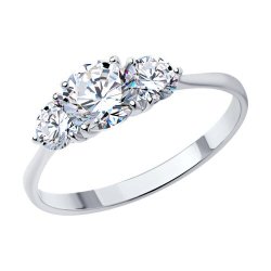 Inel din argint  cu pietre Cubic Zirconia Incolor