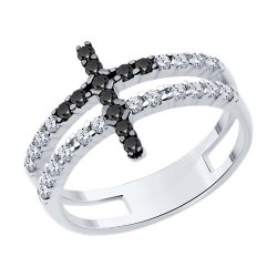 Inel din argint  cu pietre Cubic Zirconia Incolor, Cubic Zirconia Negru