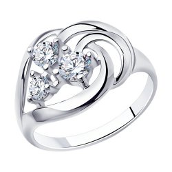 Inel din argint  cu pietre Cubic Zirconia Incolor